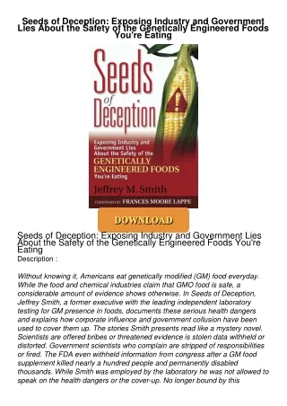 PDF_⚡ Seeds of Deception: Exposing Industry and Government Lies About the Safety of