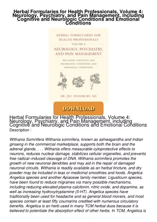 ❤[PDF]⚡  Herbal Formularies for Health Professionals, Volume 4: Neurology, Psychiatry,