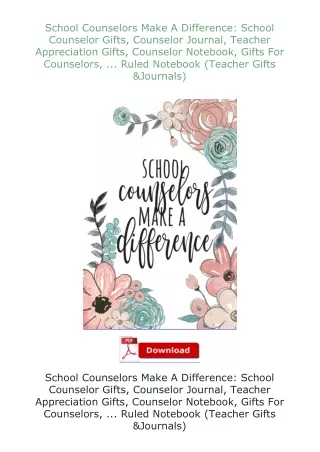 PDF✔Download❤ School Counselors Make A Difference: School Counselor Gifts, Counselor Journal, Teacher Apprecia