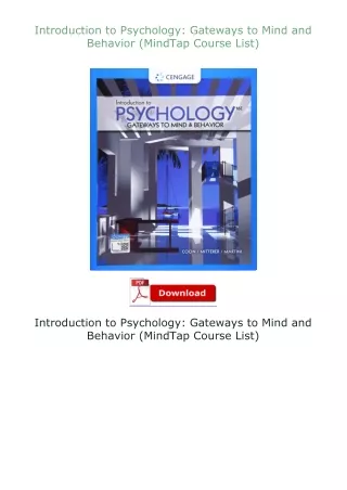 book❤[READ]✔ Introduction to Psychology: Gateways to Mind and Behavior (MindTap Course List)