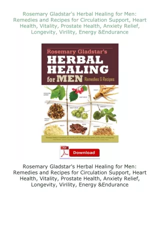 Ebook❤(download)⚡ Rosemary Gladstar's Herbal Healing for Men: Remedies and Recipes for Circulation Support, He