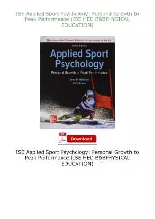 [PDF]❤READ⚡ ISE Applied Sport Psychology: Personal Growth to Peak Performance (ISE HED B&B PHYSICAL EDUCATION)