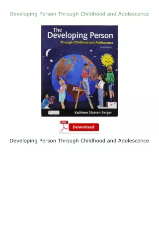 Ebook❤(download)⚡ Developing Person Through Childhood and Adolescence