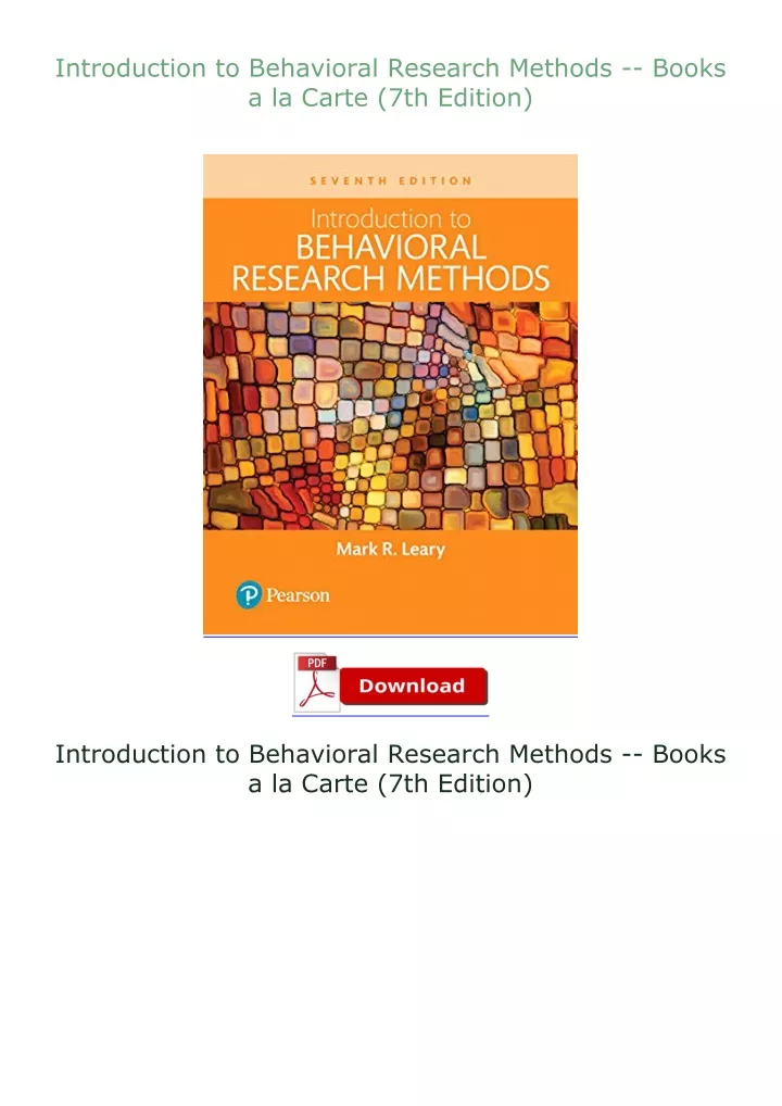 introduction to behavioral research methods books