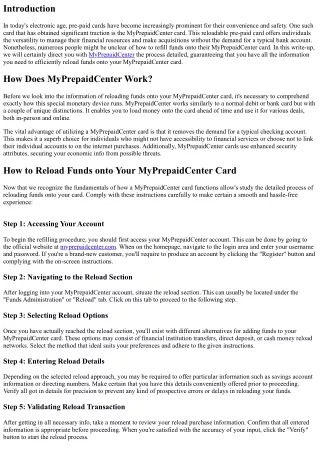 How to Reload Funds onto Your MyPrepaidCenter Card