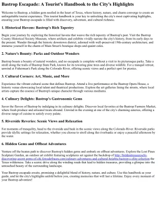 bastrop escapade a tourist s handbook to the city