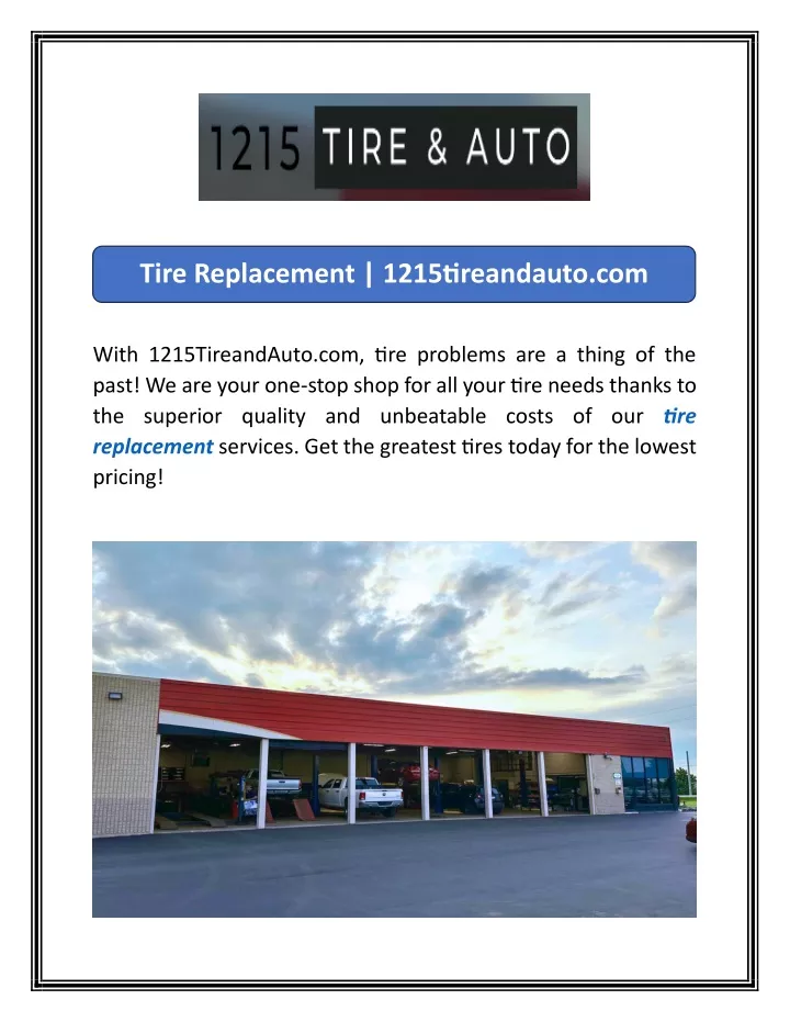 tire replacement 1215tireandauto com