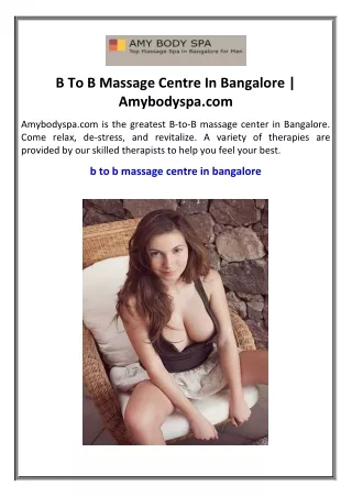 B To B Massage Centre In Bangalore | Amybodyspa.com