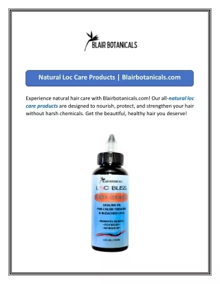 Natural Loc Care Products  Blairbotanicals.com