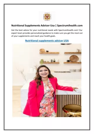 Nutritional Supplements Advicer Usa  Spectrumihealth