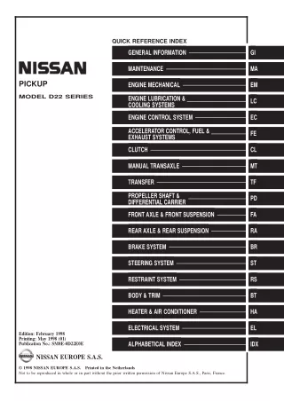 2001 Nissan Pickup D22 Service Repair Manual