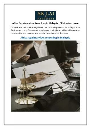 Africa Regulatory Law Consulting In Malaysia Sklaipartners