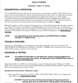 2001 Saturn S-Series Service Repair Manual