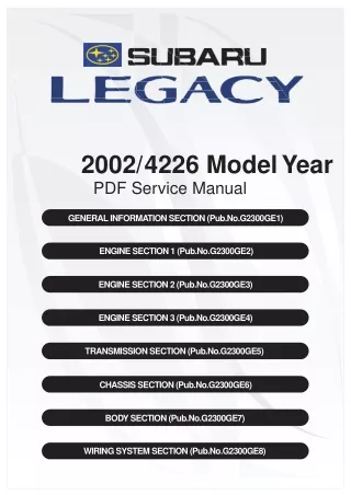 2001 Subaru Liberty 3 Service Repair Manual