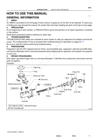 2001 Toyota 4Runner Service Repair Manual