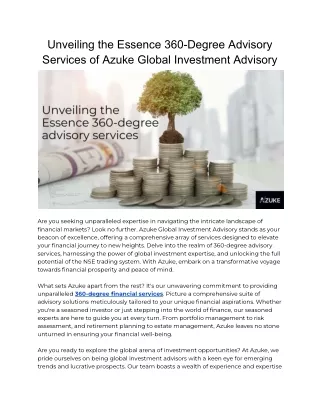 Unveiling the Essence 360-Degree Advisory Services of Azuke Global Investment Advisory