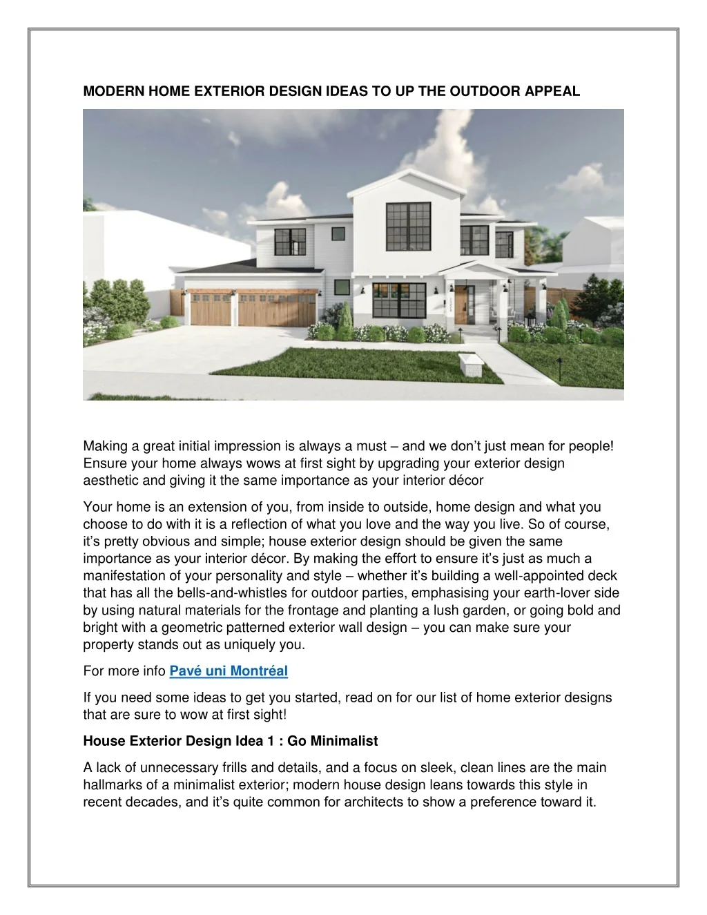 PPT - MODERN HOME EXTERIOR DESIGN IDEAS TO UP THE OUTDOOR APPEAL ...