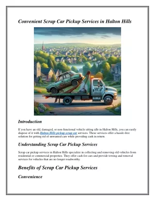 Convenient Scrap Car Pickup Services in Halton Hills