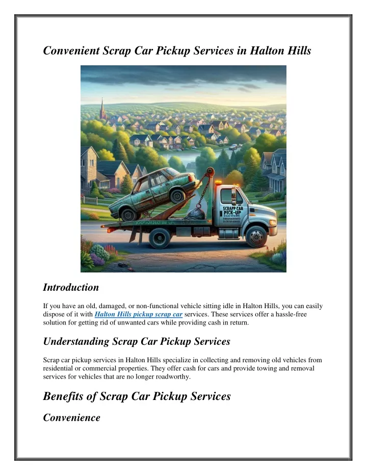 convenient scrap car pickup services in halton