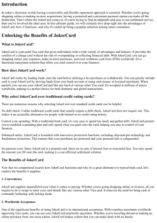 Opening the Conveniences of JokerCard: Your Ultimate Overview