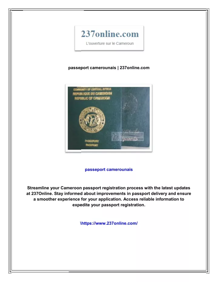 passeport camerounais 237online co passeport