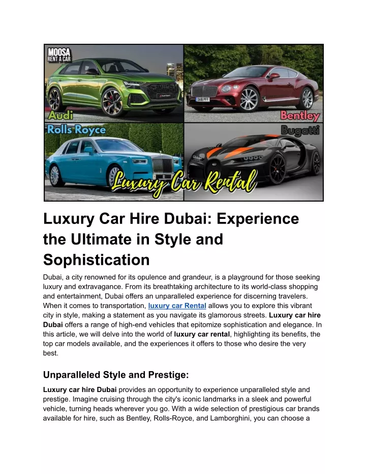 luxury car hire dubai experience the ultimate