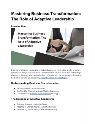 Title_ Mastering Business Transformation_ The Role of Adaptive Leadership