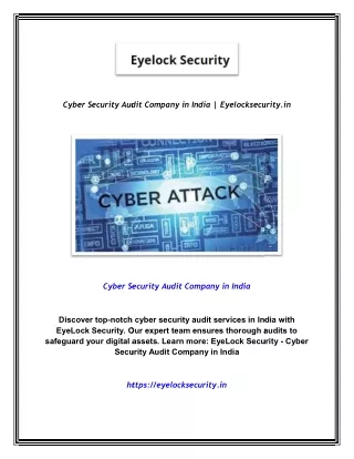 Cyber Security Audit Company in India | Eyelocksecurity.in