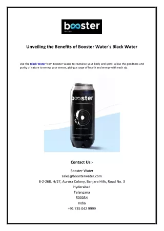 Unveiling the Benefits of Booster Water's Black Water