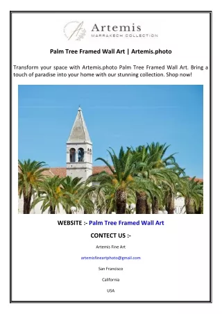Palm Tree Framed Wall Art  Artemis.photo