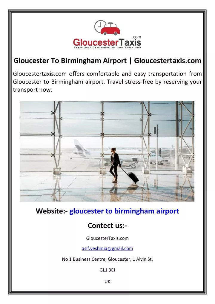 gloucester to birmingham airport gloucestertaxis