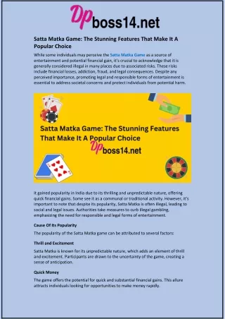 satta matka game the stunning features that make