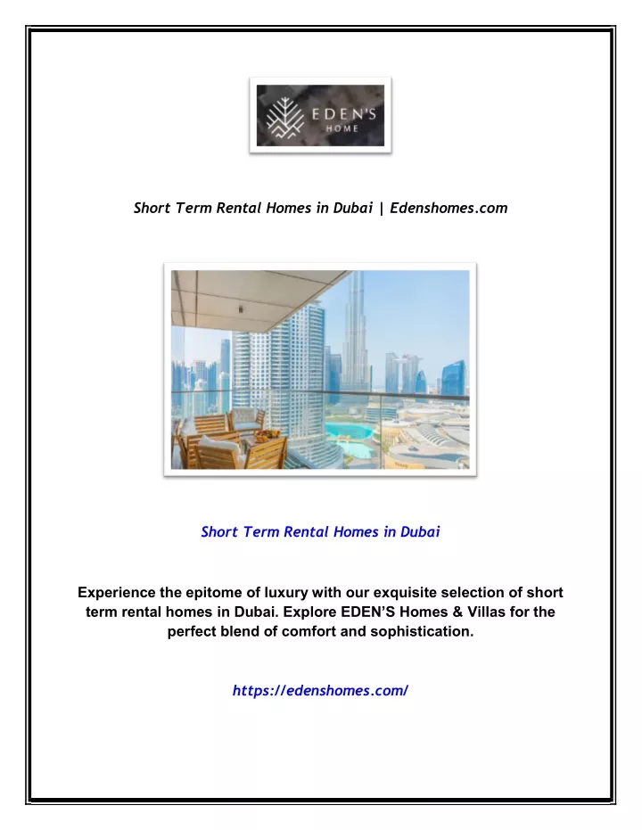 short term rental homes in dubai edenshomes