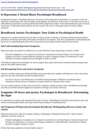 Symptoms Of Depression In Men Psychologist Broadbeach (07) 5539 9798
