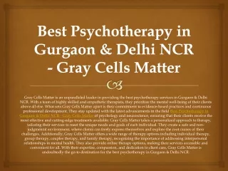 Psychotherapy In Delhi NCR - Gray Cells Matter