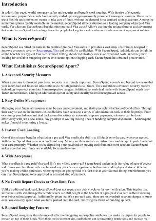 What Sets SecureSpend Aside From Other Prepaid Visa Cards?