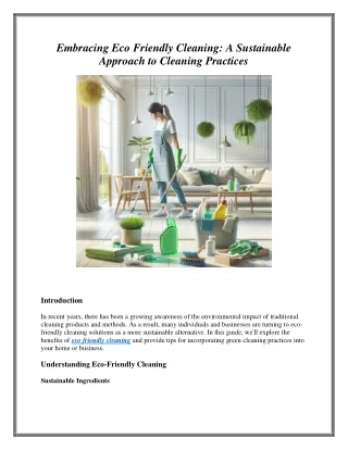 Embracing Eco Friendly Cleaning