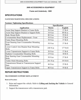 2003 Chevrolet Ssr Service Repair Manual