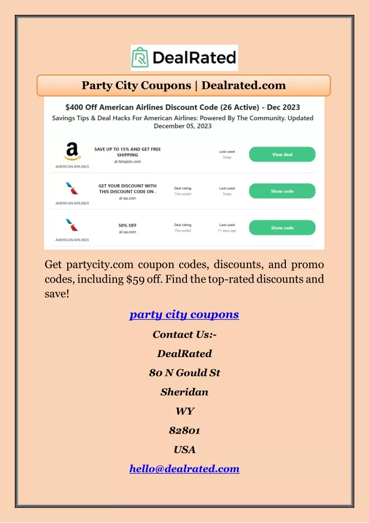 party city coupons dealrated com