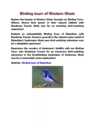 Birding tours of Western Ghats