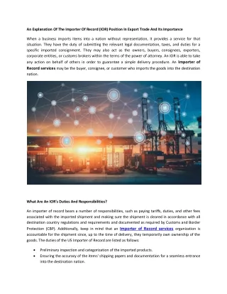 an explanation of the importer of record