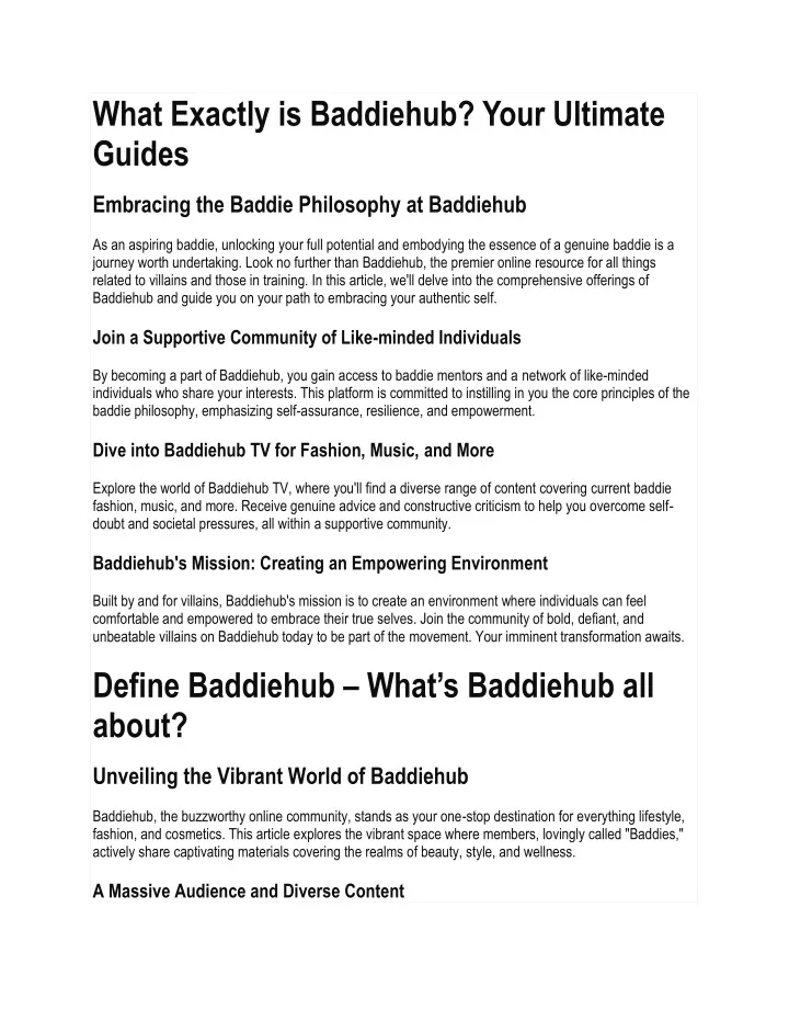 what exactly is baddiehub your ultimate guides