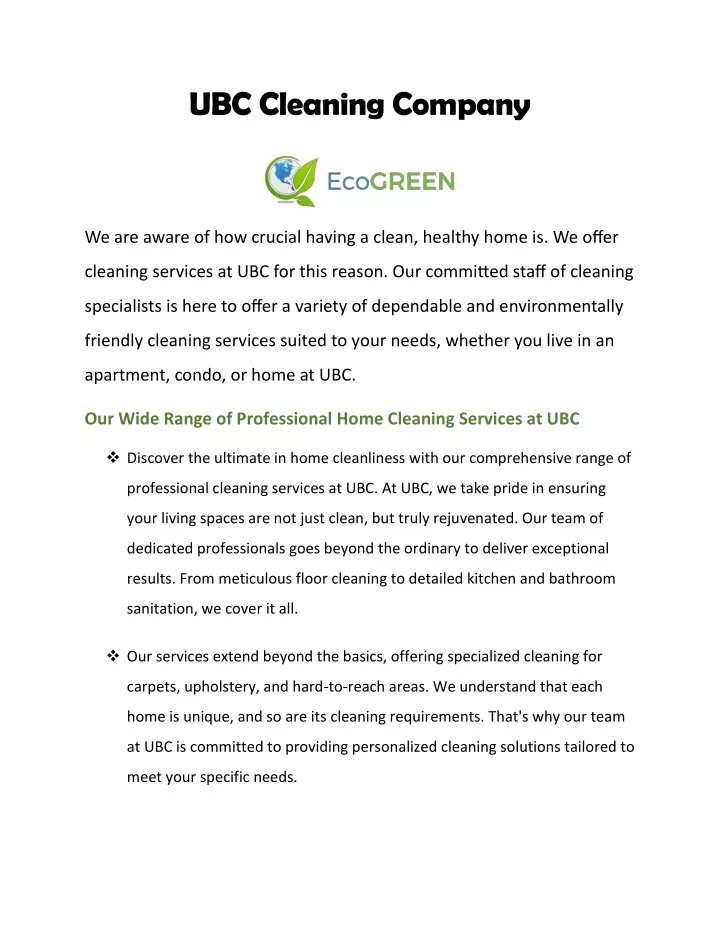 ubc cleaning company