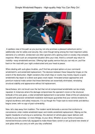 simple windshield repairs high quality help