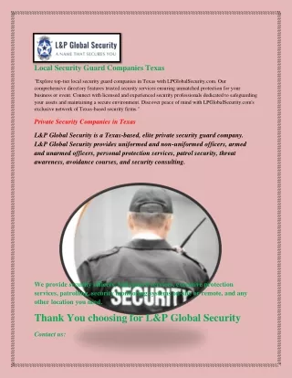 Local Security Guard Companies Texas pdf