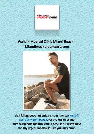 Walk In Medical Clinic Miami Beach | Miamibeachurgentcare.com