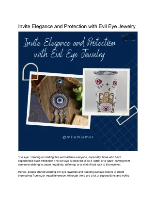 Invite Elegance and Protection with Evil Eye Jewelry