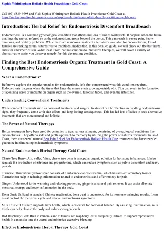 Premium Endometriosis Herbal Treatment Molendinar (07) 5539 9798