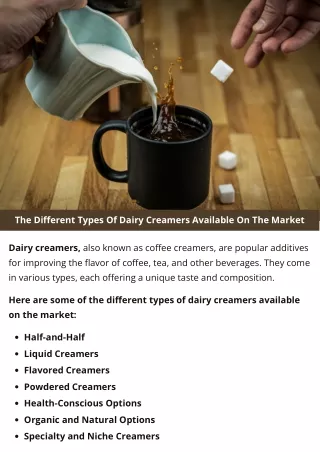 The Different Types Of Dairy Creamers Available On The Market