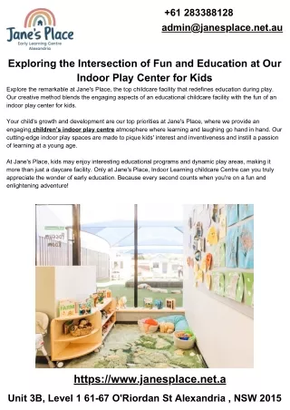 Exploring the Intersection of Fun and Education at Our Indoor Play Center for Kids